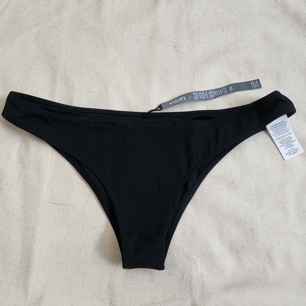New Vuori Cheeky Bikini Bottom Women's L Large Black Swimsuit VW714 UPF 30+